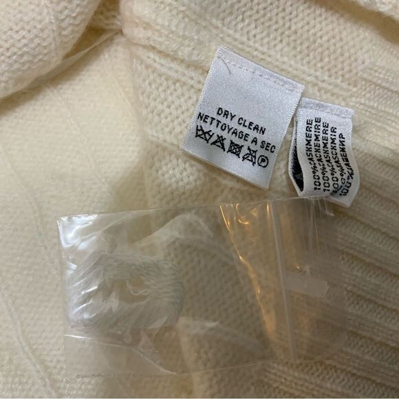 New Ralph Lauren Black Label 100% Cashmere Cable Knit Sweater Cream Color - Picture 7 of 8